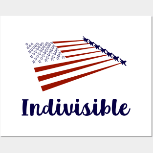 Indivisible American Flag Airplane Planes Patriotic Spirit Posters and Art